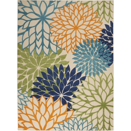 Homeroots 7 x 10 ft. Multi Color Floral Indoor & Outdoor Area Rug 384642